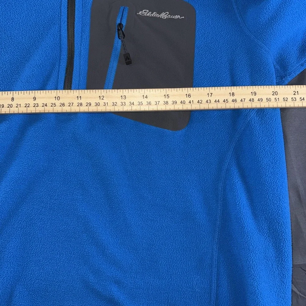 Eddie Bauer Sweater Mens Large Tall Blue Fleece 1/4 Zip Mock Neck First Ascent